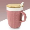 Mug texture pull rose avec couvercle